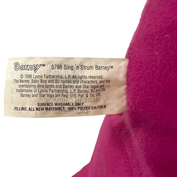 Playskool Vintage Sing n' Strum Barney Animated Plush Toy with Guitar - Picture 5 of 5